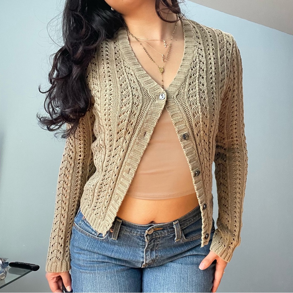 Eddie Bauer Women's Tan Knit Cardigan